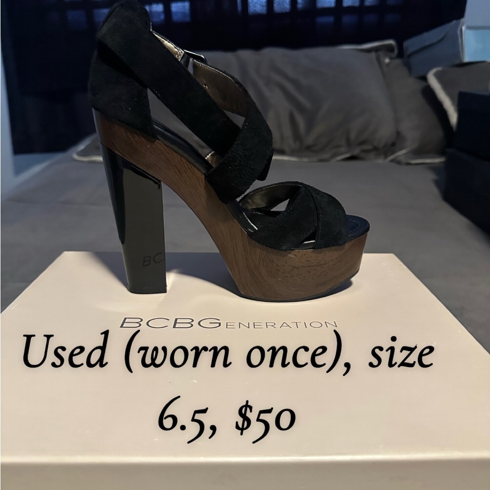 BCBGeneration Black and Brown Platform Sandals